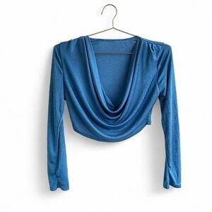 Chic Blue Cowl Neck Blouse